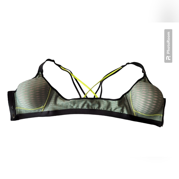 Victoria's secret sport green black bra closure front racerback size 34D - Picture 5 of 12